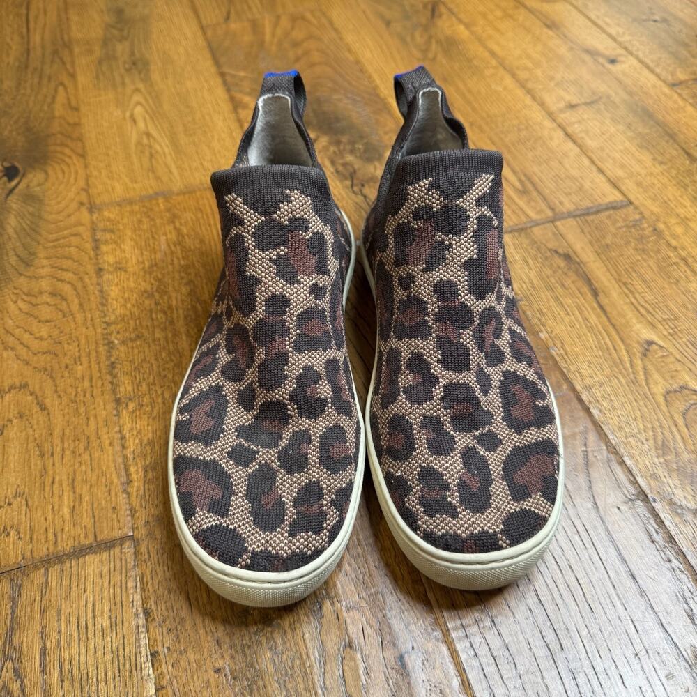 Rothys Chelsea Wildcat Leopard Bootie High Top Sneaker Womens 7 Slip On Knit - Picture 2 of 6